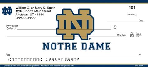 buy notre dame personal checks.